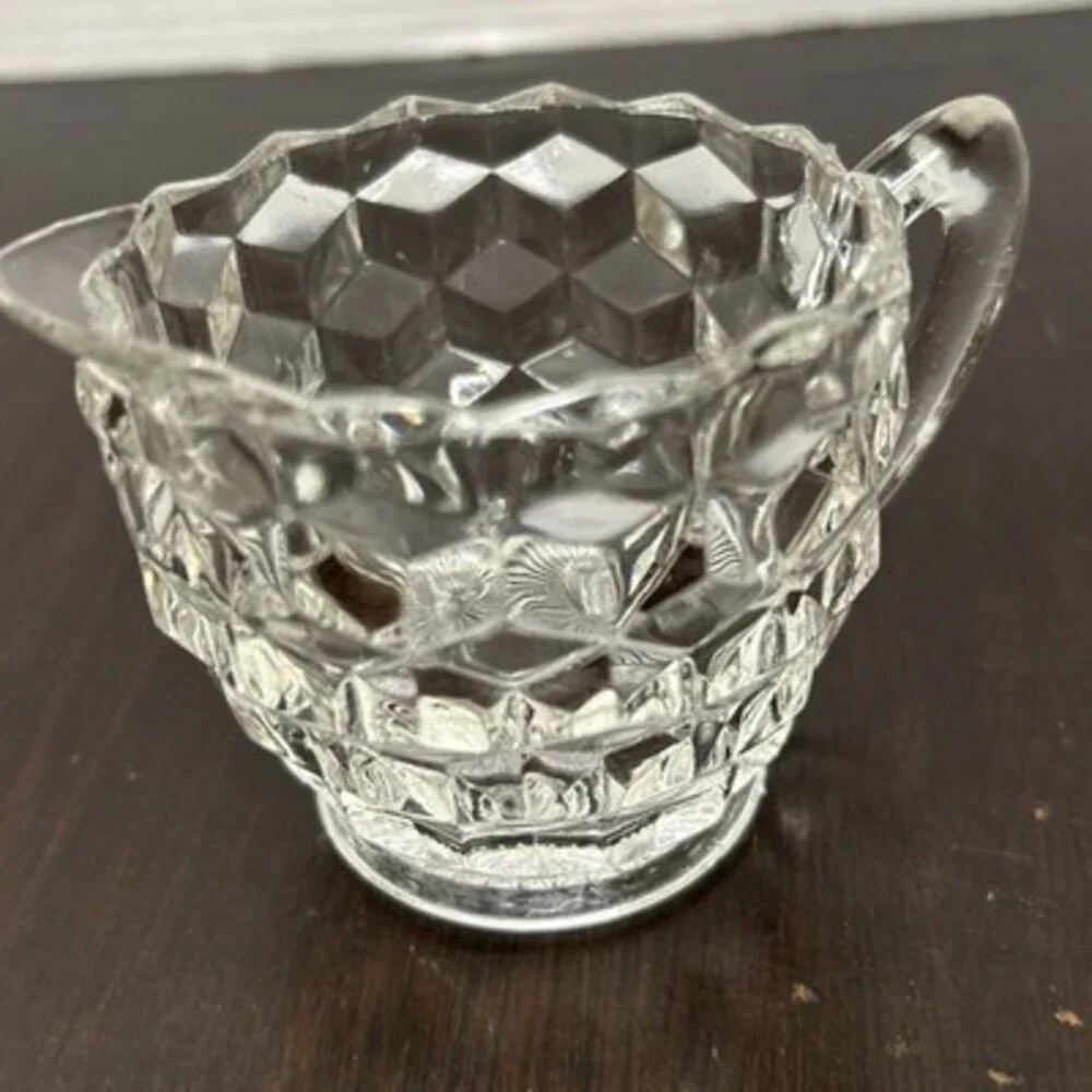Fostoria LOT American Creamer & Nappy Candy Dish Clear Glass 2pc set